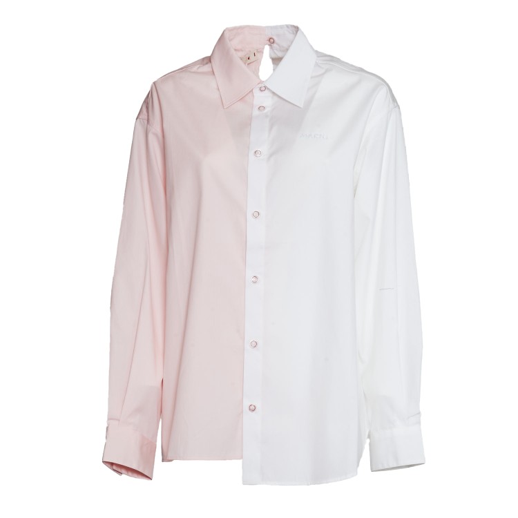 Shop Marni Asymmetrical Two Tone Poplin Shirt In White