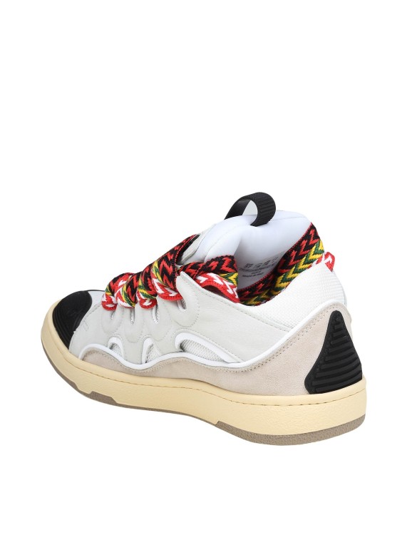 Shop Lanvin Curb Sneakers In Leather And Suede With Multicolor Laces In White