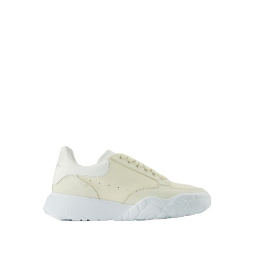 Shop Alexander Mcqueen Court Sneakers - Cream/white - Leather