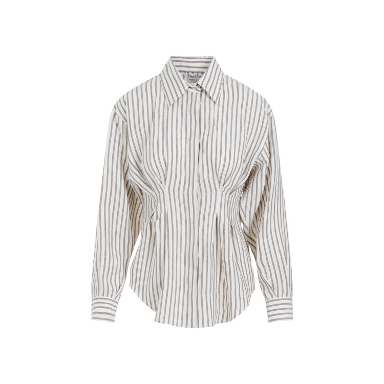 Shop Max Mara Beige And White Linen Shirt