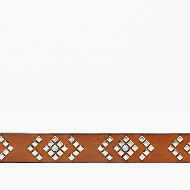 Shop Orciani Leather Belt With Turquoises In Brown