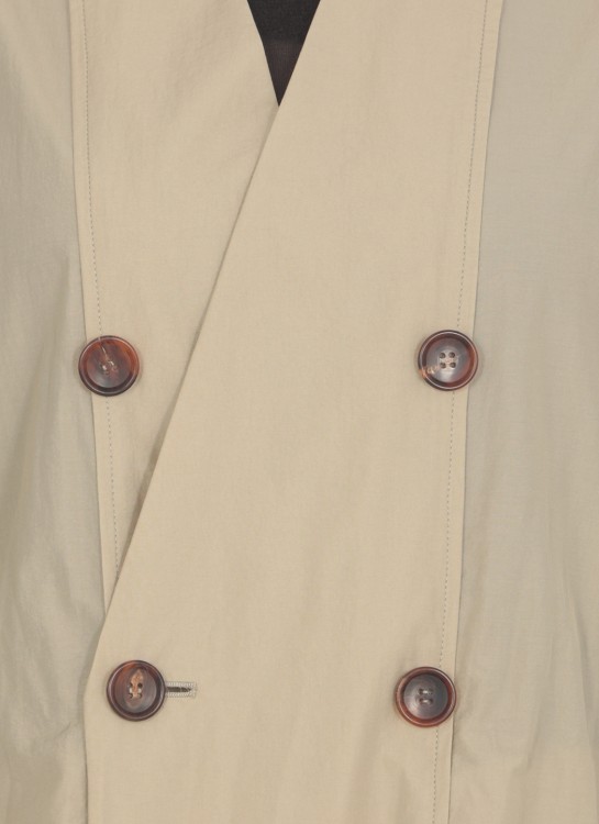 Shop Philosophy Di Lorenzo Serafini Cotton Blend Double-breasted Overcoat In Neutrals