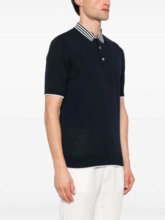 Shop Eleventy Fisherman's-knit Navy Blue Polo Shirt In Black