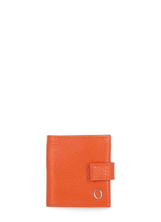Orciani Micron Leather Purse In Orange