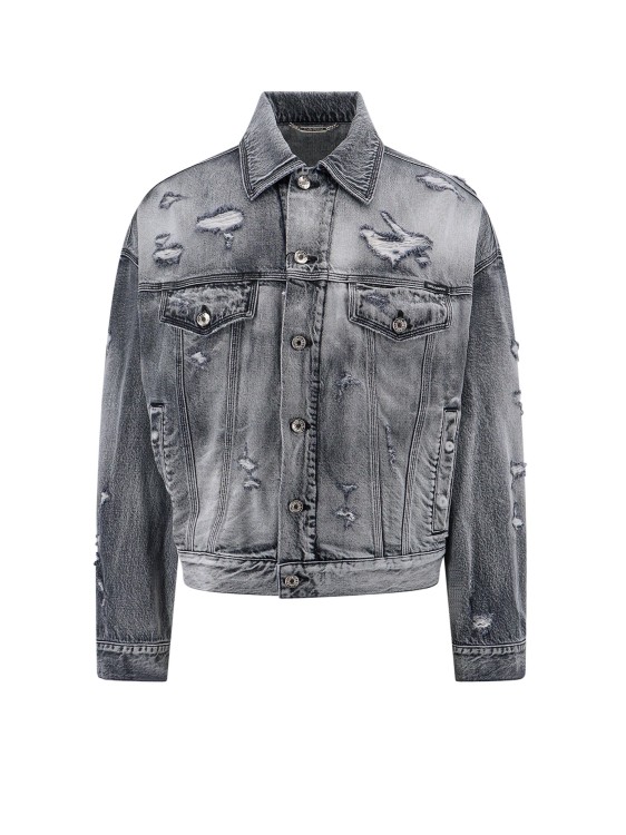 Dolce & Gabbana Denim Jacket With Ripped Effect In Grey