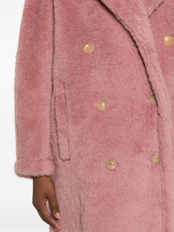 Shop Max Mara Double-breasted Fleece Coat In Pink