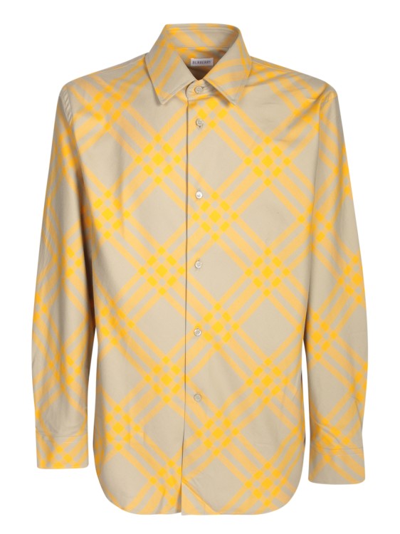 Shop Burberry Cotton Checked Shirt In Yellow