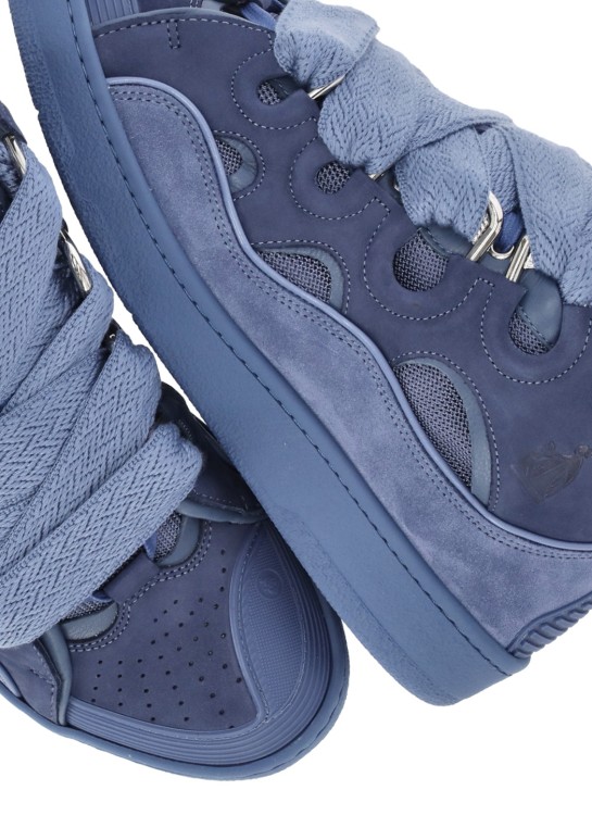 Shop Lanvin Blue Leather Sneakers In Grey