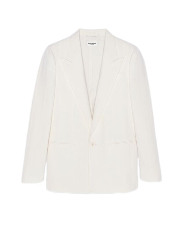 Saint Laurent Single-breasted Virgin Wool-gabardine Blazer In White