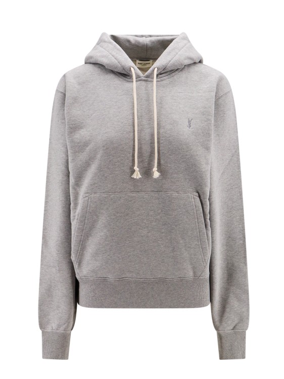 Shop Saint Laurent Biologic Cotton Sweatshirt With Embroidered Monogram In Grey