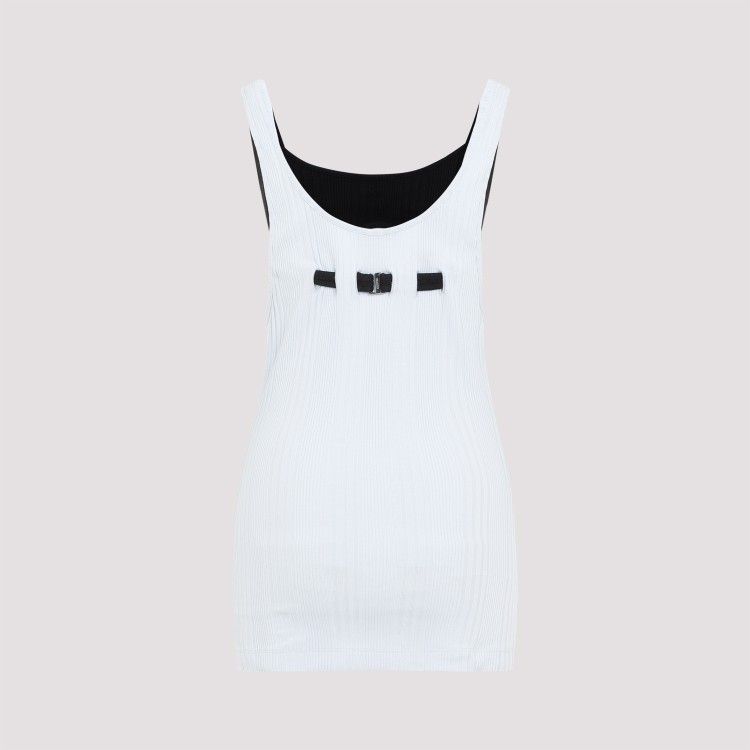Attico Light Blue Flat Ribbed Tank Top In Blue