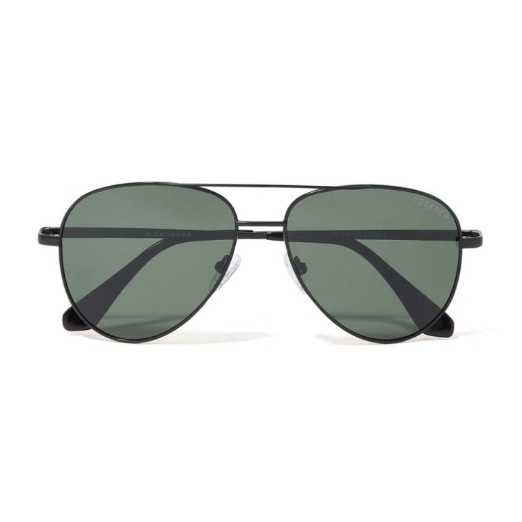 Roderer James Aviator Polarized Sunglasses - Black Matt / Green