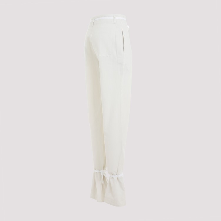 Shop Lemaire Chalk White Cotton Straight Pants