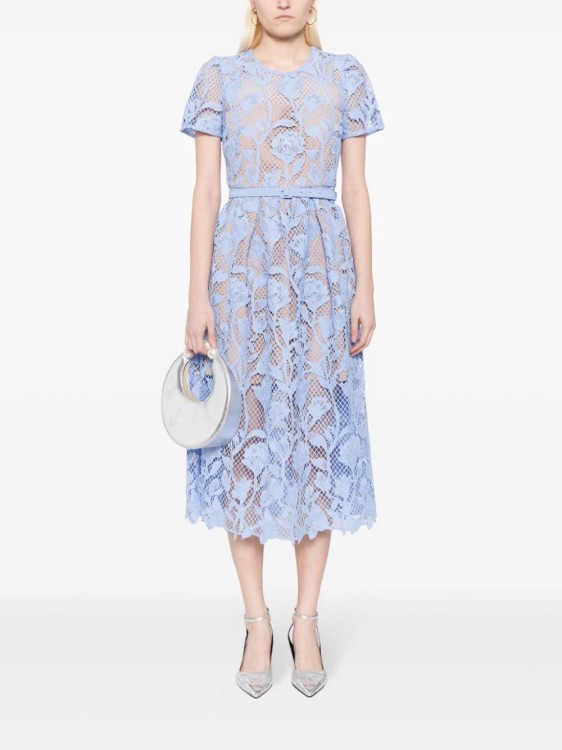Shop Self-portrait Lily Floral-lace Midi Dress In Blue