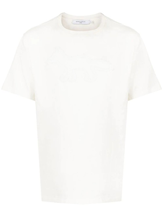 Shop Maison Kitsuné Contour Fox Embroidered T-shirt In White