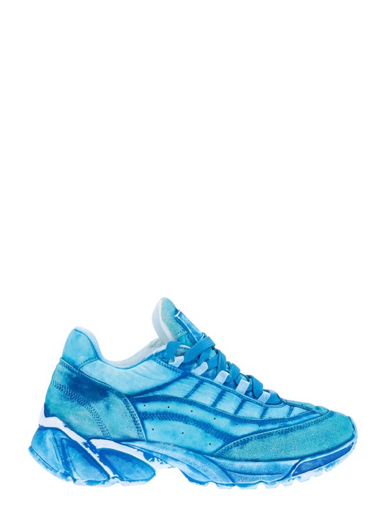Shop Mm6 Maison Margiela Nylon And Leather Sneakers In Blue