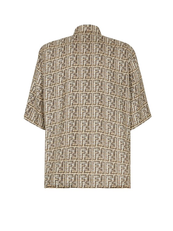 Shop Fendi Silk Shirt With Braided Ff Motif In Brown