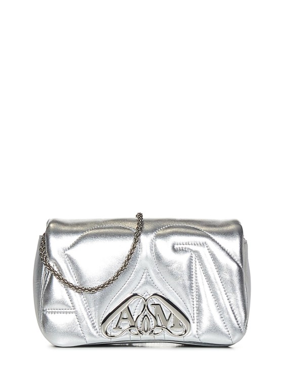 Alexander Mcqueen Padded Nappa Leather Shoulder Bag In Silver