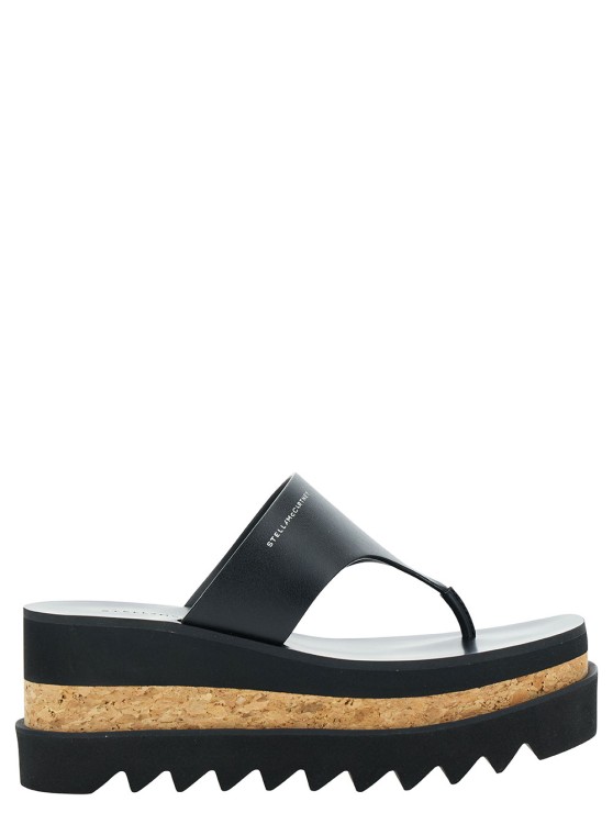 Shop Stella Mccartney Black Thong Sandals With Sneak-elyse Platform In Eco Leather