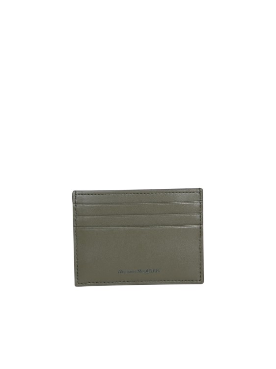 Shop Alexander Mcqueen Calfskin Leather Card Holder In Green