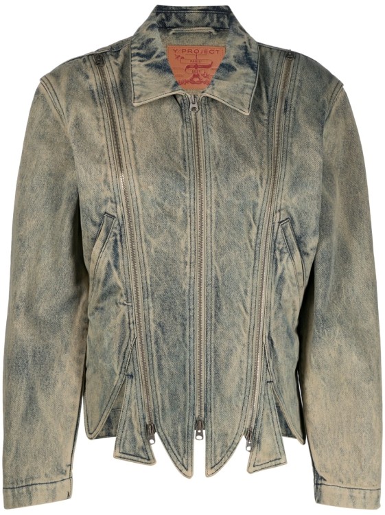 Y/project Tudor Zip Denim Jacket In Blue