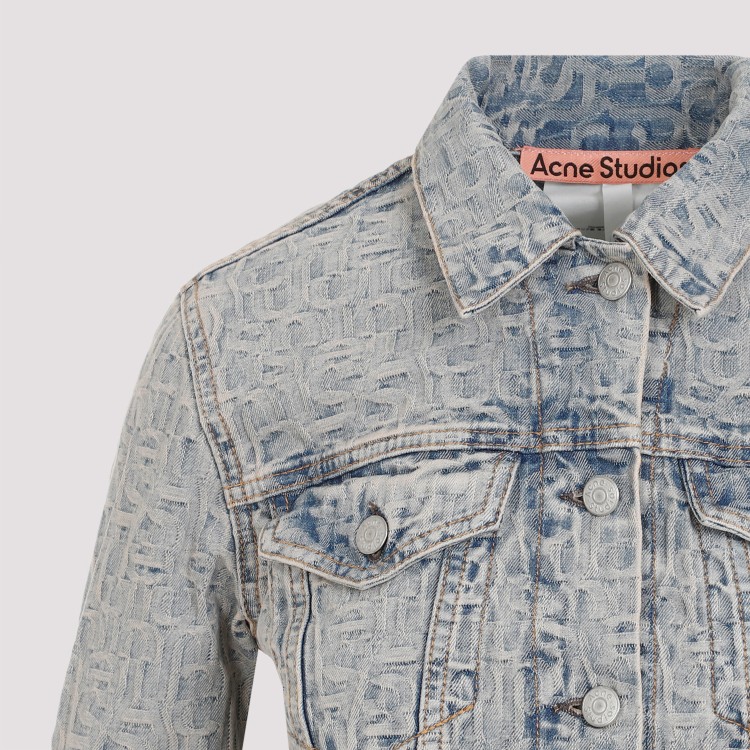 Shop Acne Studios Blue Beige Cotton Jacket In Grey
