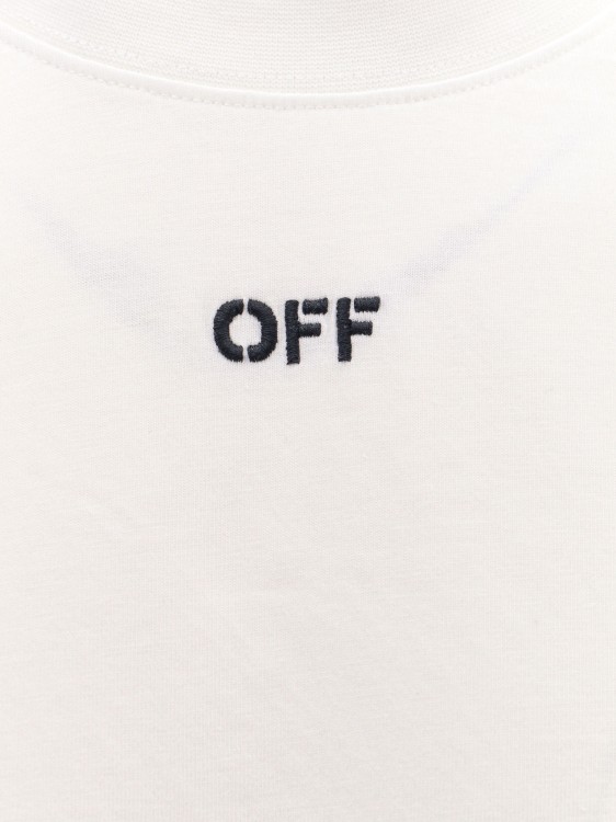 Shop Off-white Cotton T-shirt With Embroidered Logo In White