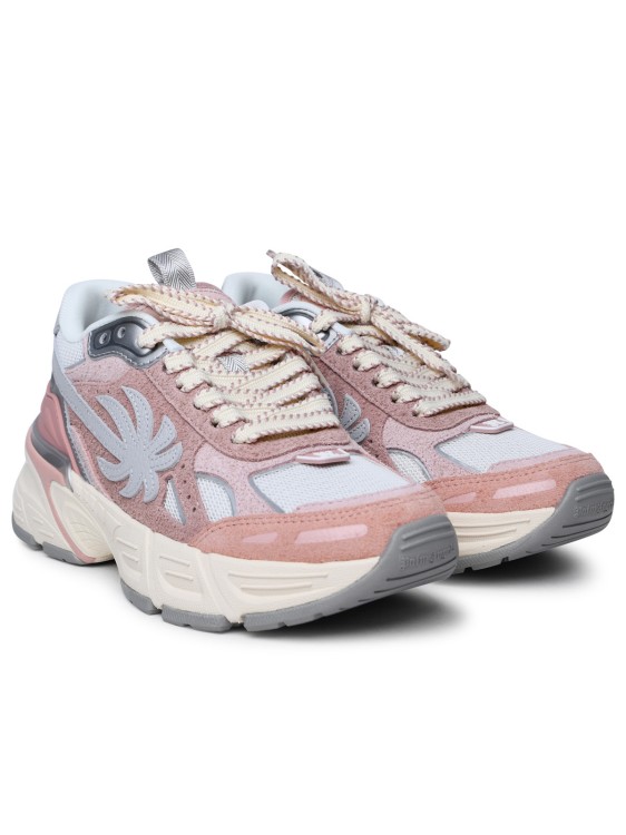 Shop Palm Angels Pa 4' Pink Leather Blend Sneakers In White