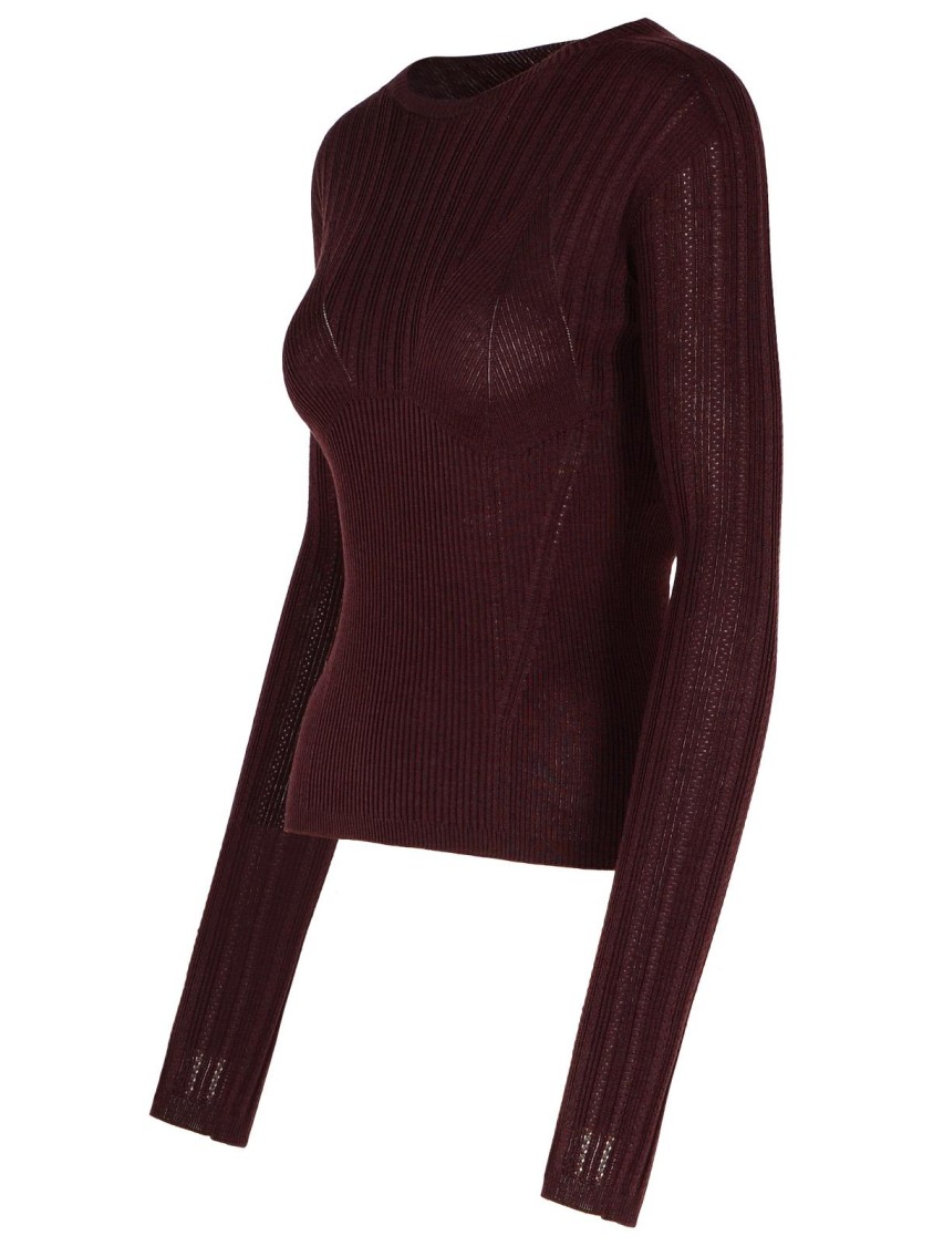 Shop Lanvin Burgundy Wool Blend Sweater