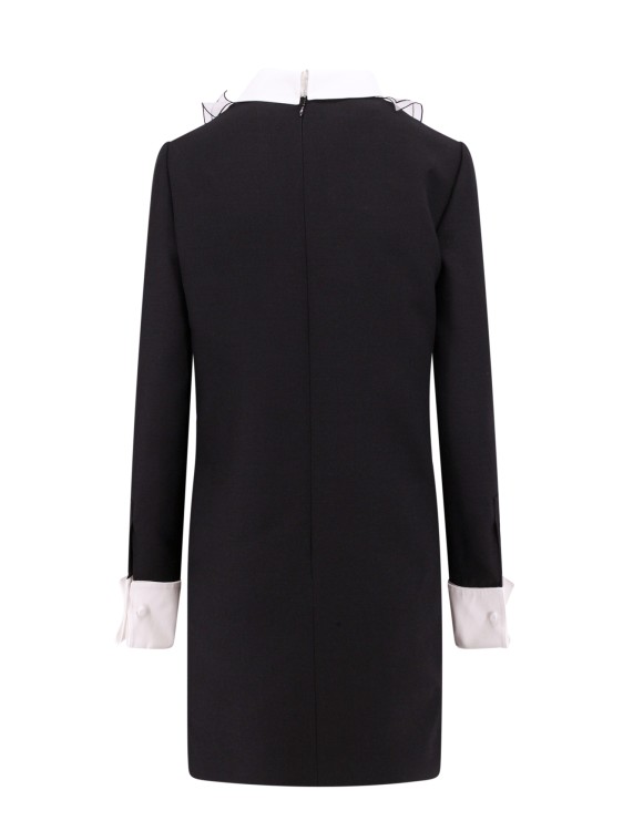 Shop Valentino Wool And Silk Dress With Frontal Plastron In Black
