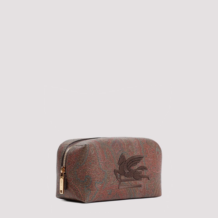 Shop Etro S Brown Paisley Fabric Pouch In Pink