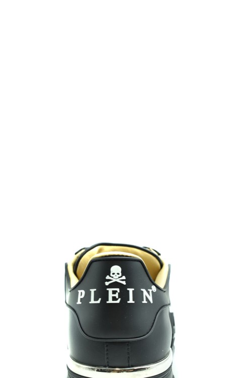 Shop Philipp Plein Black Leather Sneakers Wiht Embossed Logo