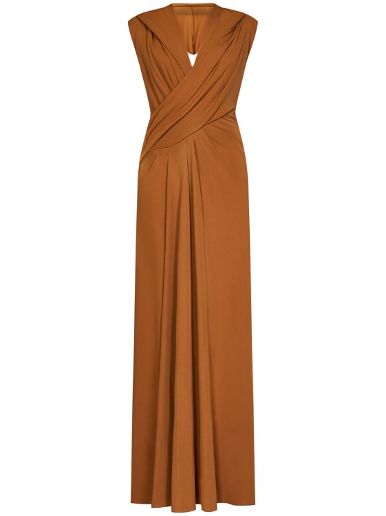 Alberta Ferretti Long Dress In Brown