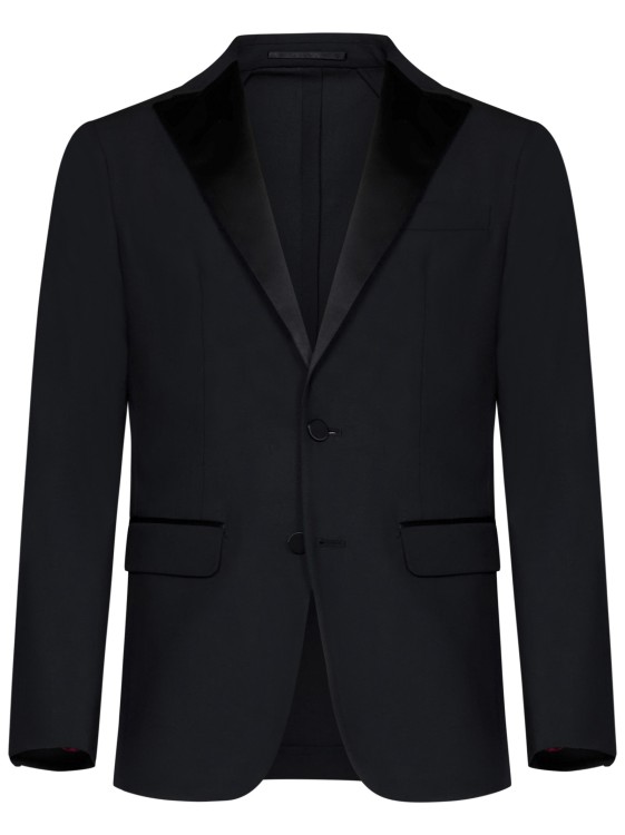 Shop Dsquared2 Slim-fit Stretch Virgin Wool Blend Tuxedo Suit In Black