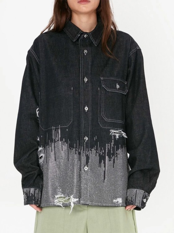Shop Jw Anderson Gray Studded Workwear Denim Shirt In Black