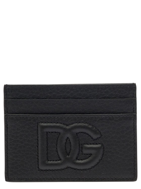 Shop Dolce & Gabbana Black Card-holder With Quilted Logo In Leather