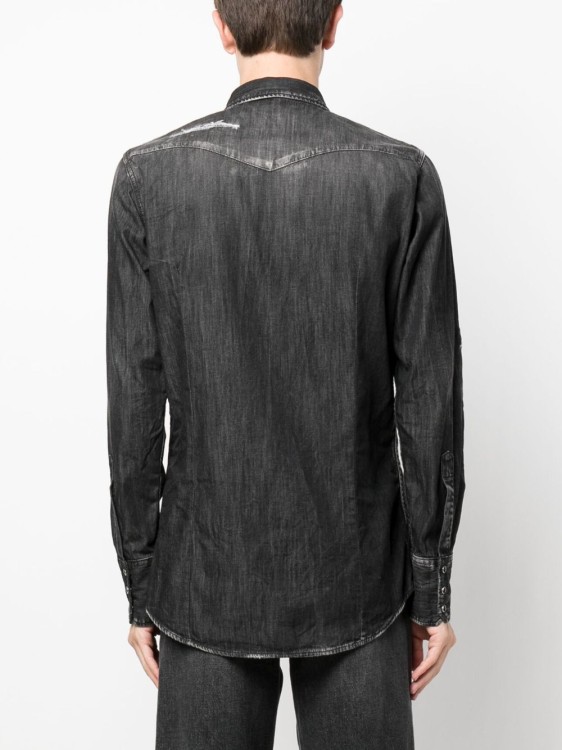 Shop Dsquared2 Long-sleeve Denim Shirt In Black