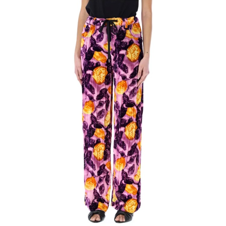 Shop Marni Morning Blossom Velvet Pants In Multicolor