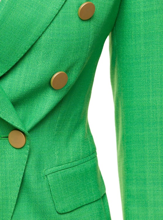 Shop Tagliatore Green Double-breasted Jacket With Gold-tone Buttons In Viscose Blend
