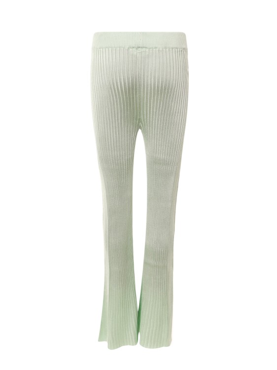 Shop Jil Sander Green Ribbed Viscose Flared Trouser