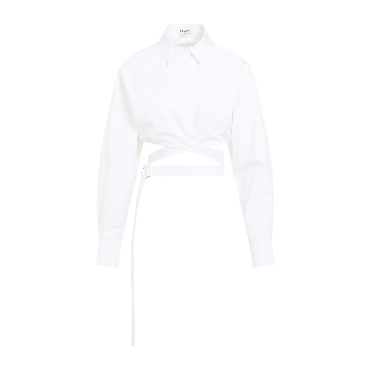 Shop Alaïa White Cotton Crossed Shirt