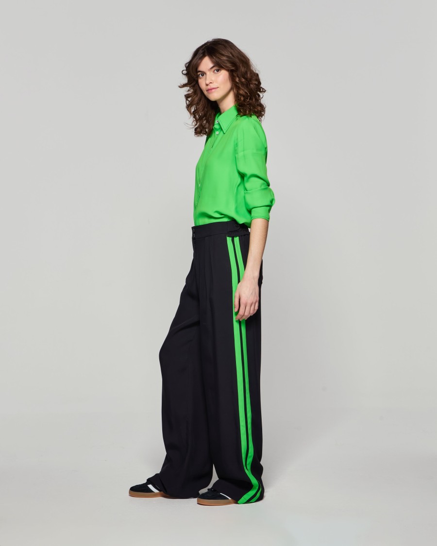 Serena Bute Boyfriend Trouser '24 - Black/bright Green In Black