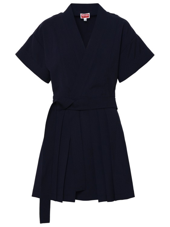Shop Kenzo Black Short Sleeve Dress In Blue