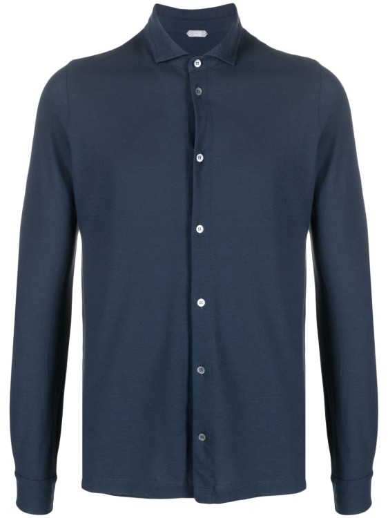 Shop Zanone Blue Long-sleeved Shirt
