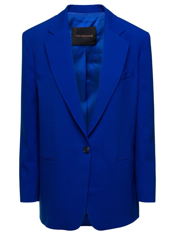 Andamane Guia' Oversized Electric Blue Single-breasted Jacket In Viscose Blend