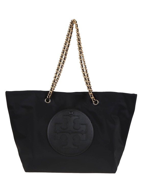 Shop Tory Burch Ella Chain Tote In Lightweight Recycled Nylon In Black
