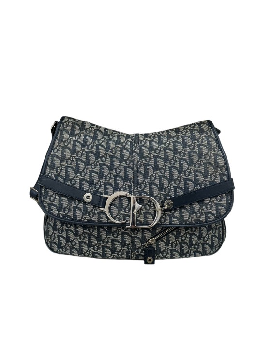 Dior Vintage Jacquard Shoulder Bag In Blue