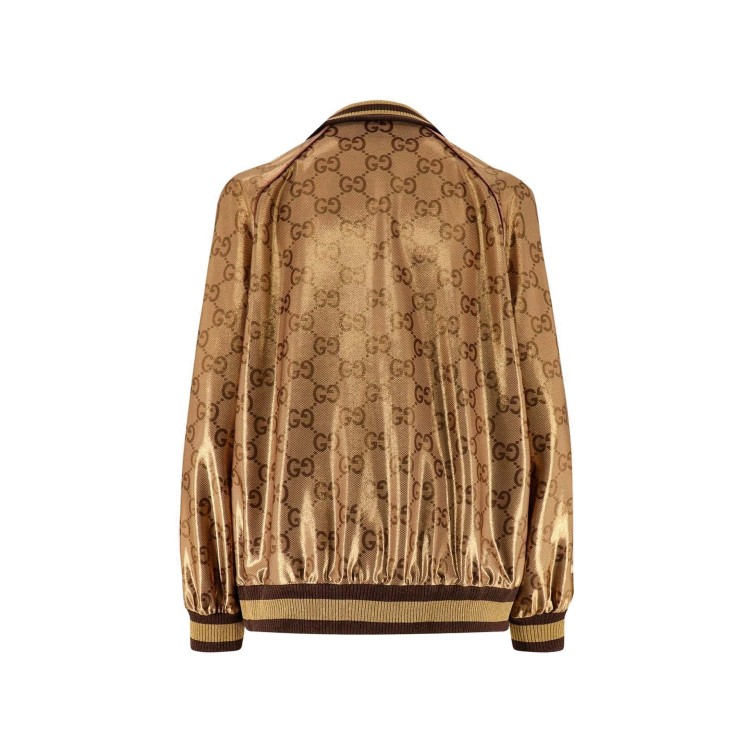 Shop Gucci Logo Monogram Jacket In Brown