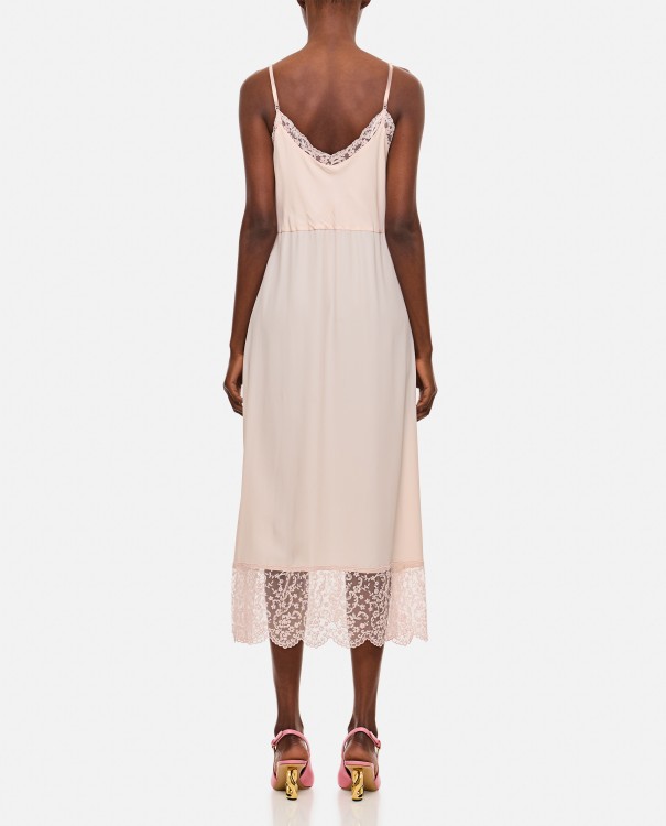 Shop Simone Rocha Slip Dress With Deep Lace Trim In Pink