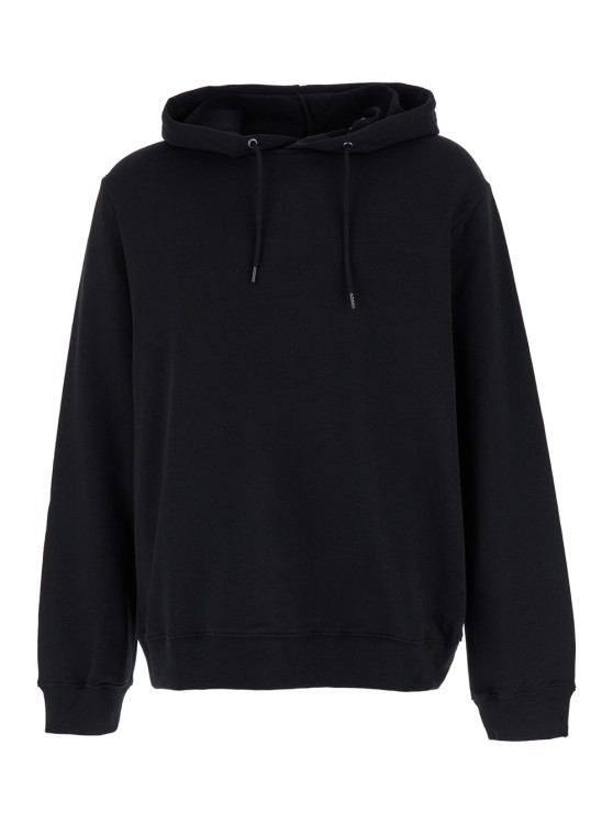 Apc Black Hoode With Tonal Logo Embroidery In Jersey Man In Black